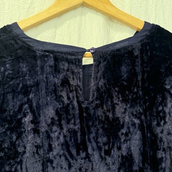 South Main Women Crushed Velvet Top Blouse Size XL Mature Holiday Midnight Blue - Picture 4 of 10